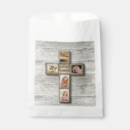 Sacolinha Rustic Wood Cross First Community Foto Favor Bag
