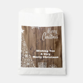 Sacolinha Rustic Wood Felry Christmas Snowflake Personalizad