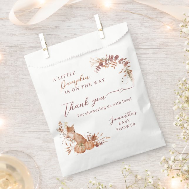 Sacolinha Rustic Woodland Fox Pumpkin Thank You (Cortado)