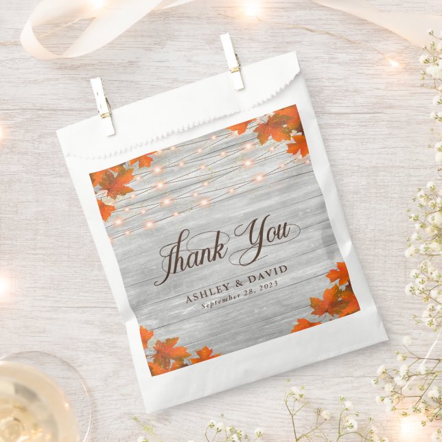 Sacolinha Rústica Wood Fall Deixa Luzes Obrigado Casamento (Cortado)