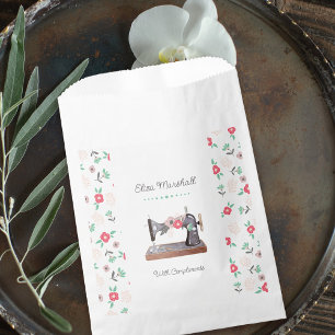Sacolinha Saca de Papel Floral Boho Máquina de Costura Vinta