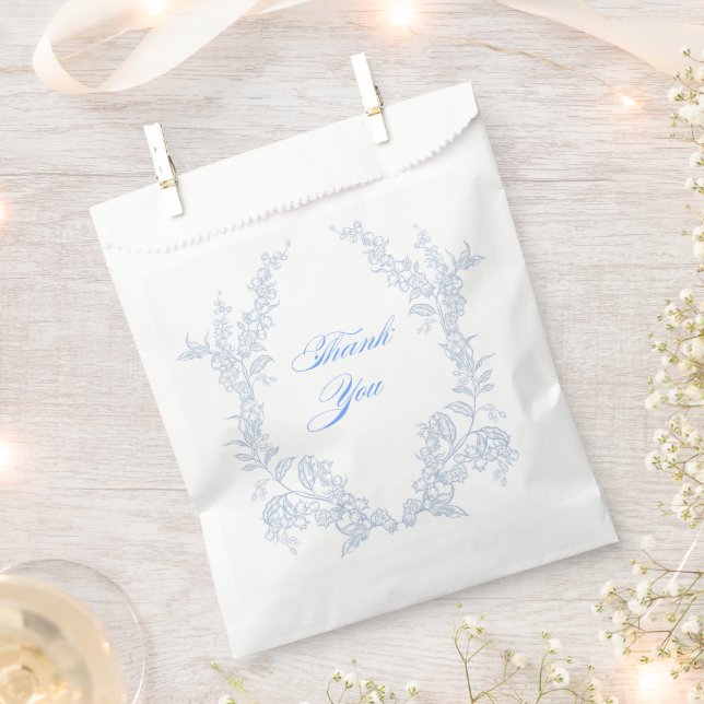 Sacolinha Saco de Agradecimento Floral Azul (Cortado)