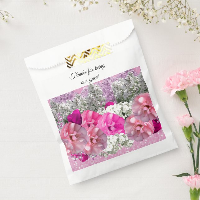 Sacolinha Saco de Favor Bouquet de Rosas Falso com Brilho Ro (Selado)