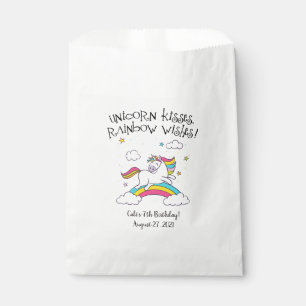 Sacolinha Saco de Favor Branco Arco-íris Unicórnio