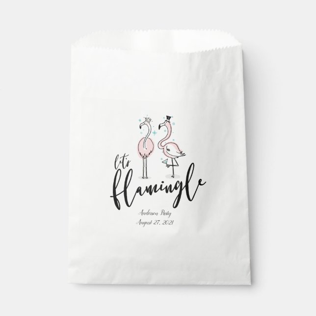 Sacolinha Saco de Favor Branco Lets Flamingle Flamingo (Frente)