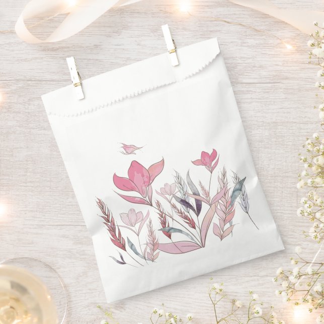 Sacolinha Saco de Favor com Flores em Aquarela – Presente de (Cortado)