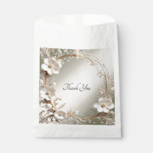 Saco de Favor com Moldura Floral Branca Ornamentad