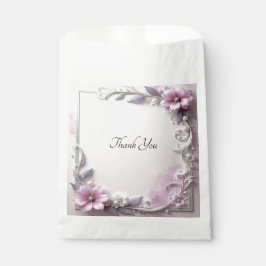 Sacolinha Saco de Favor com Moldura Floral Rosa