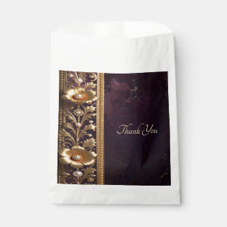 Sacolinha Saco de Favor com Ornamento Floral Dourado e Pérol