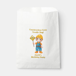 Sacolinha Saco de Favor de Aniversário de Construção Editáve
