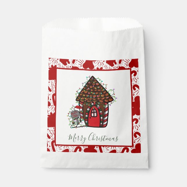 Sacolinha Saco de Favor de Casa de Biscoito de Natal (Frente)