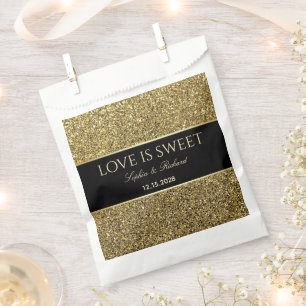 Sacolinha Saco de Favor de Casamento Dourado Preto