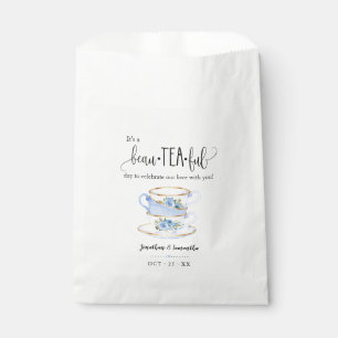 Sacolinha Saco de favor de casamento floral azul Bolsas Tea