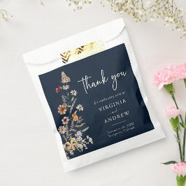 Sacolinha Saco de Favor de Casamento Floral Azul Marinho Boh