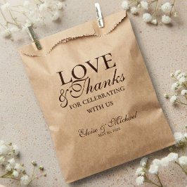Sacolinha Saco de Favor de Casamento Rustic Brown Love and T