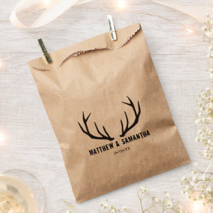 Sacolinha Saco de Favor de Casamento  Rustic Deer Antler