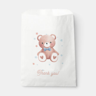 Sacolinha Saco de Favor de Chá de Bebê Menino Urso de Pelúci