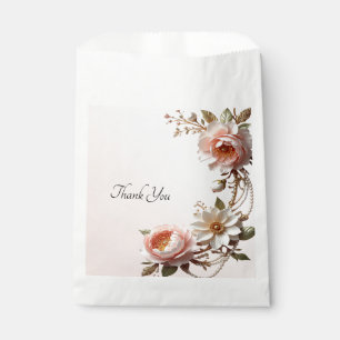 Sacolinha Saco de Favor de Flores Cor-de-Rosa e Brancas Deco