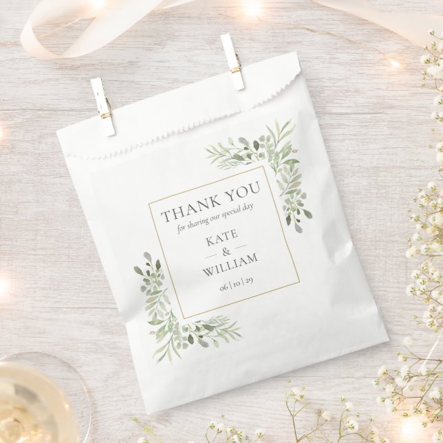 Sacolinha Saco de Favor de Folhagem Verde (Cortado)