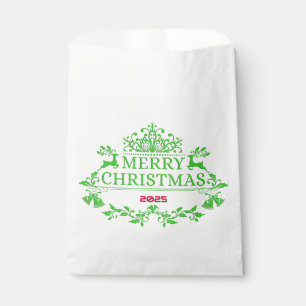 Sacolinha Saco de Favor de Natal com Emblema Verde