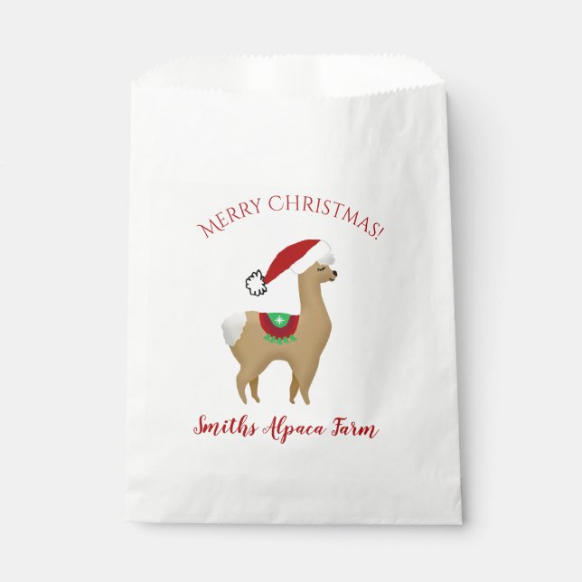 Sacolinha Saco de Favor de Natal da Festa de Alpaca (Frente)