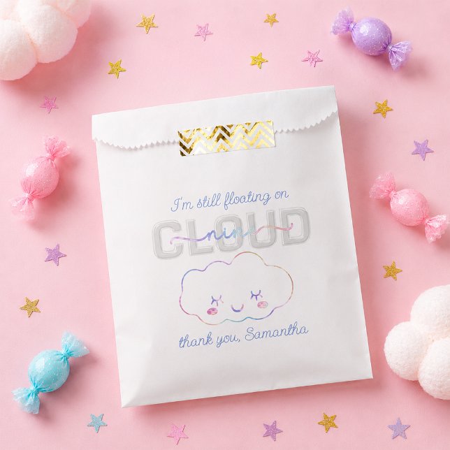 Sacolinha Saco de Favor do 9º Aniversário Cloud Nine – Céu P (Pastel party favor bag)