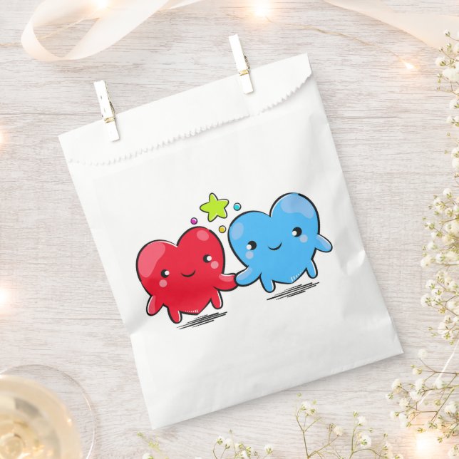Sacolinha Saco de Favor Kawaii Cute Hearts – Amor & Amizade  (Cortado)
