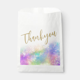 Sacolinha Saco de Favor Opal Glitter Rainbow Thankyou