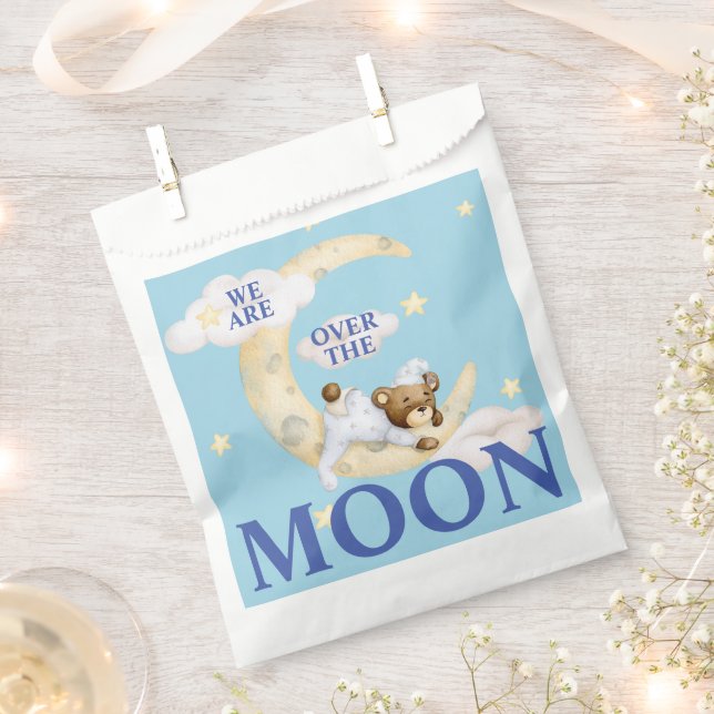 Sacolinha Saco de Favor para Chás de Bebê Menino Além da Lua (Cortado)