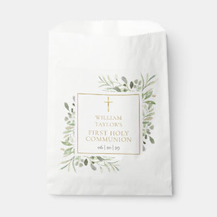 Sacolinha Saco de Favor para Primeira Comunhão Greenery Gold