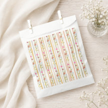 Saco de Favor Vintage Floral Listrado Pastel