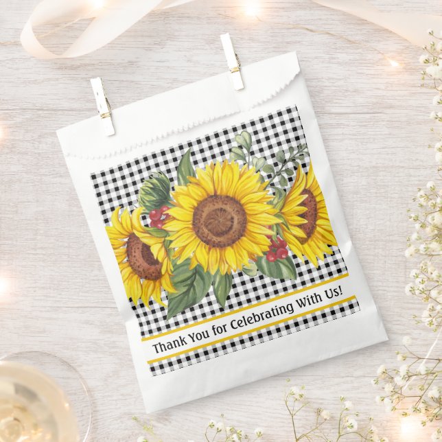 Sacolinha Saco de Favoritos Gingham & Sunflowers Senhoras Ev (Cortado)