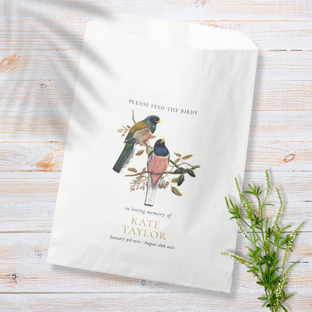 Sacolinha Saco de Pacote de Sementes de Pássaros Funeral Mem (Bird Seed Packet Funeral Memorial Favor Bag)
