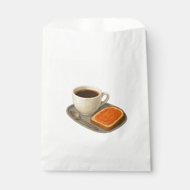 Sacolinha Saco de papel com ilustração de café e torrada (Frente)