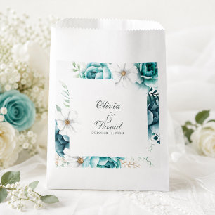 Sacolinha Saco de Presente de Casamento Flor Silvestre Azul-