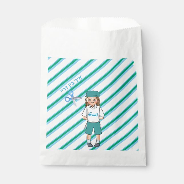 Sacolinha Saco de promoção do garoto verde de três anos (Frente)