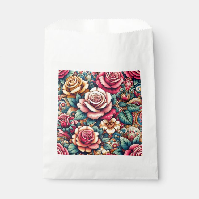 Sacolinha Sacos de compras coloridos com estampa floral (Frente)