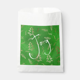 Sacolinha Sacos de Favor com Folha Verde e Doodles Dourados