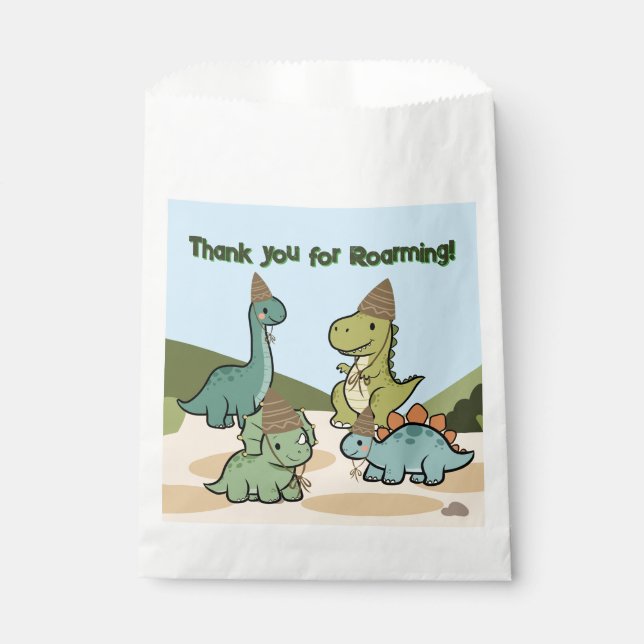 Sacolinha Sacos de Favor de Dinossauro Fofo (Frente)