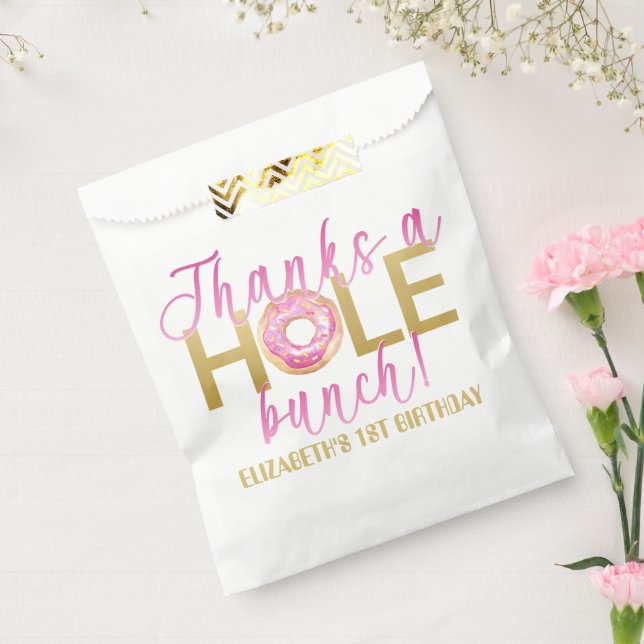 Sacolinha Sacos de Favor de Donut Thanks a Hole Bunch Rosa D (Selado)