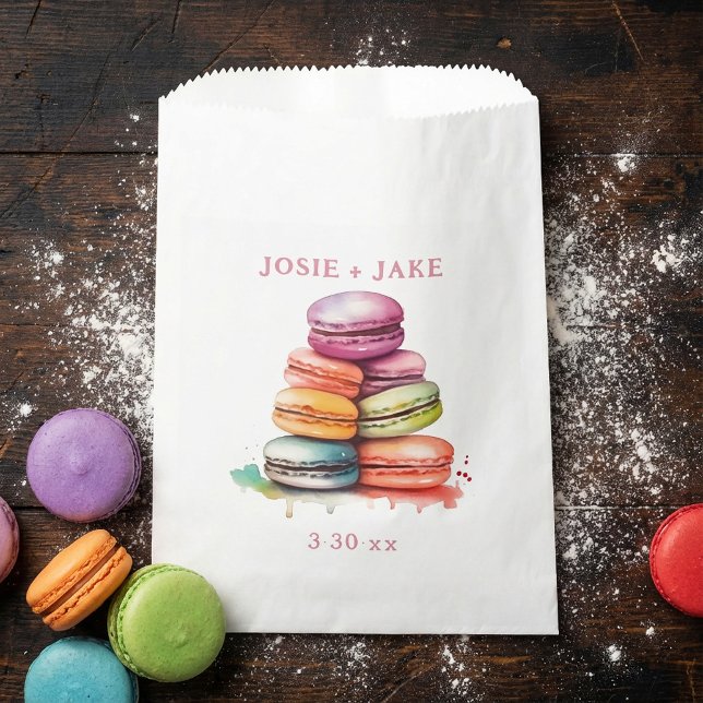 Sacolinha Sacos de favor de macarons doces coloridos (Colorful sweet macaroons favor bags.)