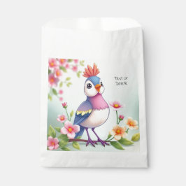 Sacolinha Sacos de Favor Floral Pássaro Rosa Azul Fofo