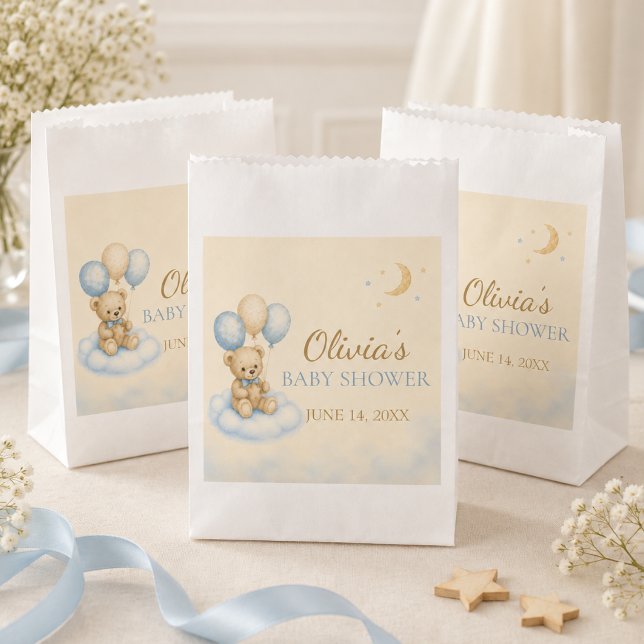Sacolinha Sacos de Favor para Chá de Bebê do Ursinho (Teddy Bear Baby Shower Favor Bags)