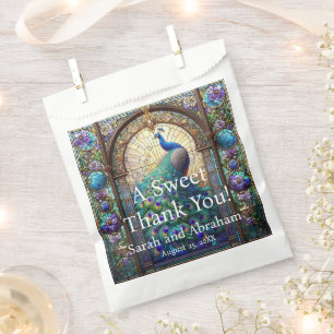 Sacolinha Sacos de favores de casamento com vitral de pavão