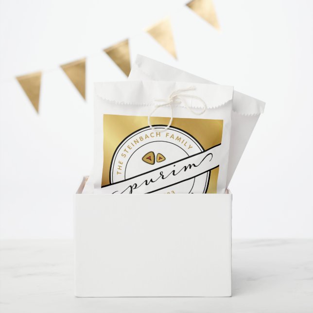 Sacolinha Sacos PurimBags de Script PURIM FELIZES com Dourad (Festa)
