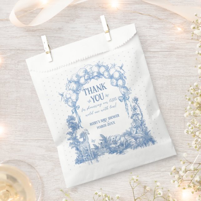 Sacolinha Safari Animal Dusty Blue Toile Baby Boy Chá (Cortado)