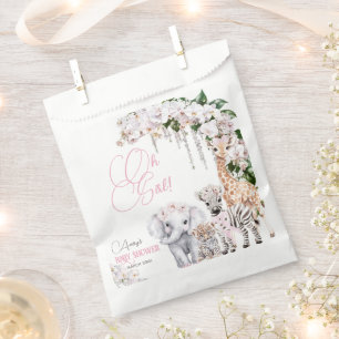 Sacolinha Safari Animal Tropical Flor, Chá de fraldas Rosa