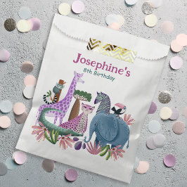 Sacolinha Safari animals jungle birthday girl custom