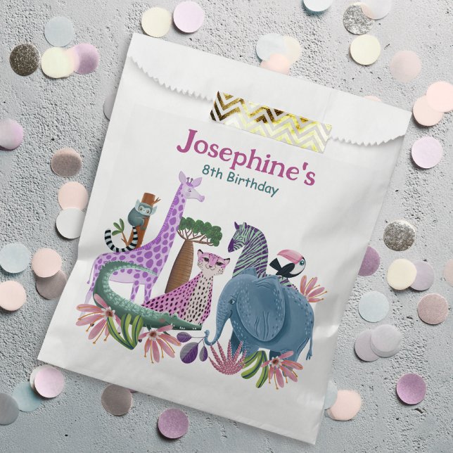 Sacolinha Safari animals jungle birthday girl custom (Criador carregado)