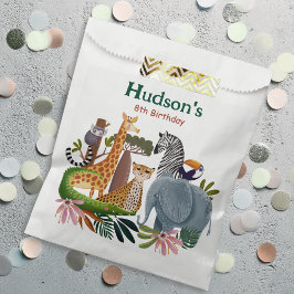 Sacolinha Safari animals jungle birthday watercolor 